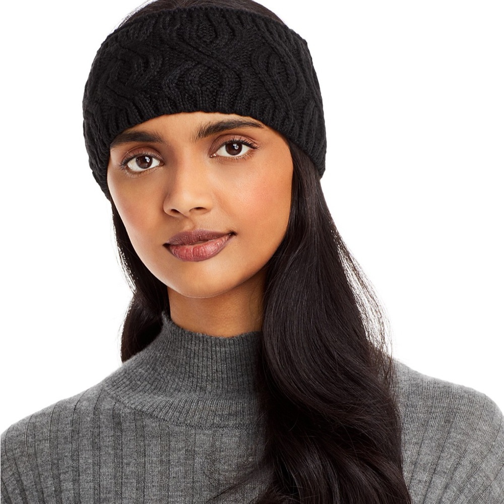 NWOT Echo Cable Knit Fleece Winter Headband Ear Warmer Black Bloomingdale’s